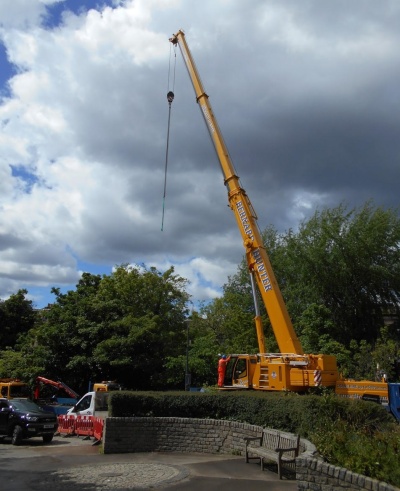 Crane parked in Saunders Street